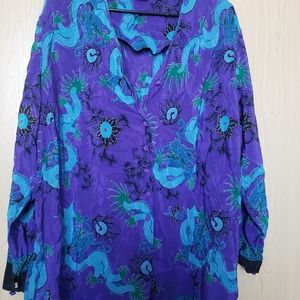 Dragon print oversized blouse
